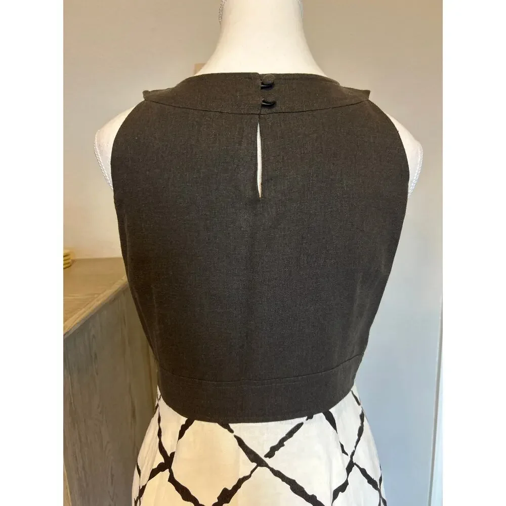 Ann Taylor | Brown Ivory Linen Blend A-Line Dress | 4P - Picture 11 of 14